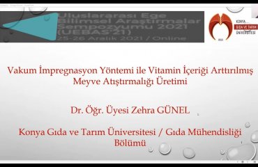 Gıda Mühendisliği Bölümü Öğretim Üyemiz Dr. Öğr. Üyesi Zehra Günel “International Aegean Scientific Research Symposium (UEBAS’21)” Sempozyumuna Katıldı